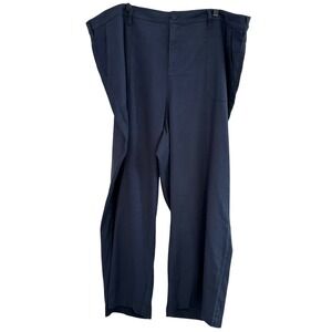 NYDJ Wide Leg Cargo Capri Pants Women 20W Oxford Navy Linen Blend Lift Tuck